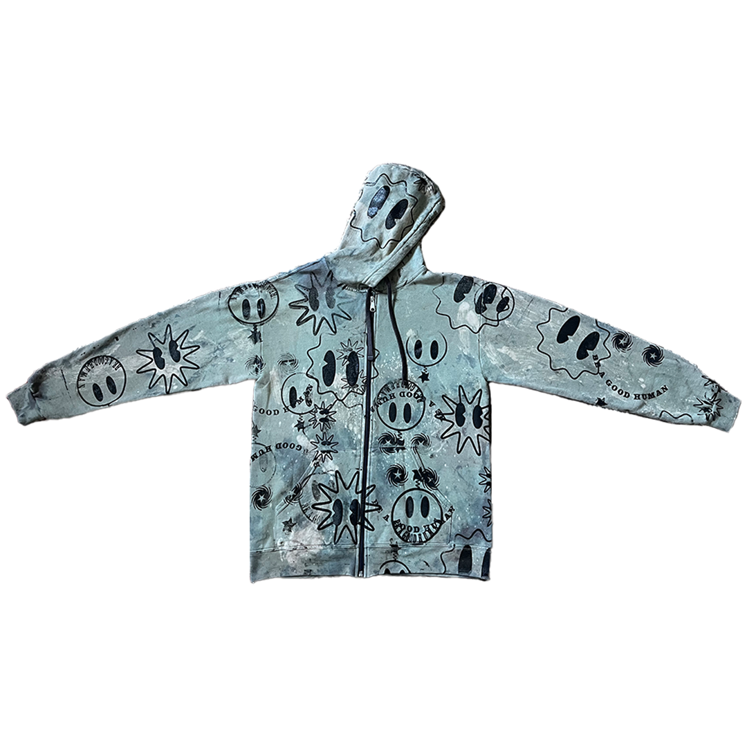 BAGH Signature zip up hoodie bleached green